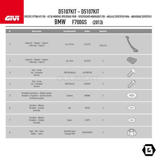 GIVI（ジビ） GIVI D5107KIT スクリーン取付用 フィッティングキット 
