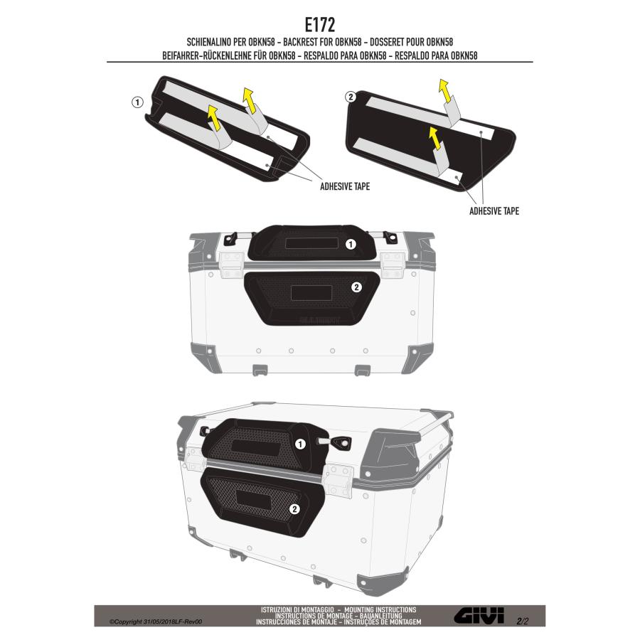 GIVI（ジビ） GIVI E172 バックレスト トップケース用｜ポリウレタン製