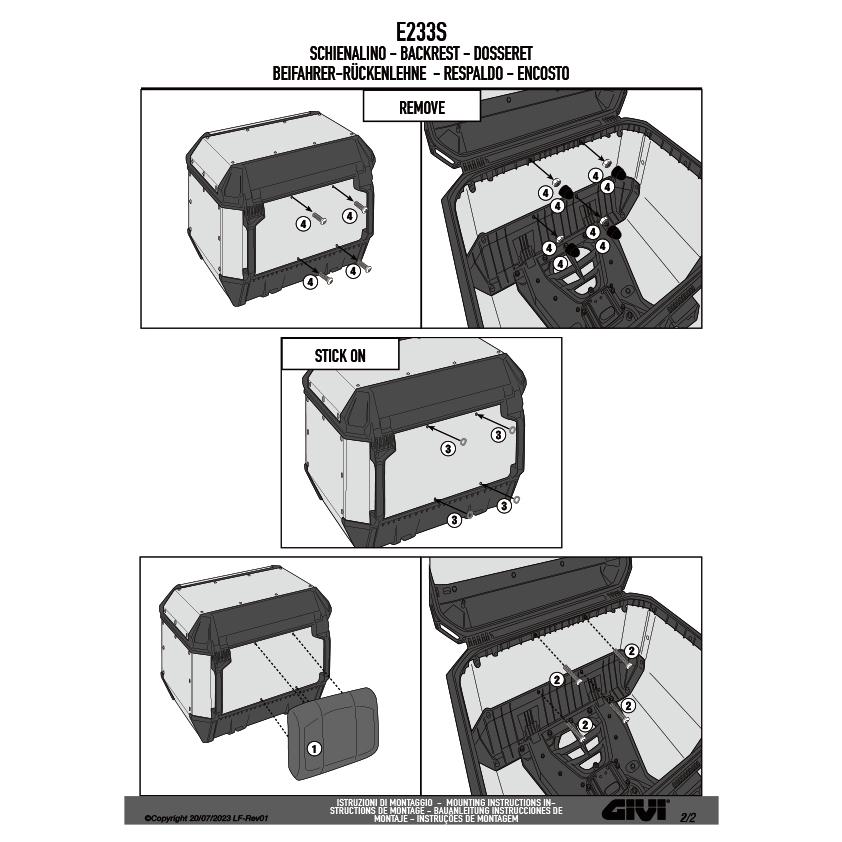 GIVI（ジビ） GIVI E233S バックレスト トップケース用｜ポリウレタン