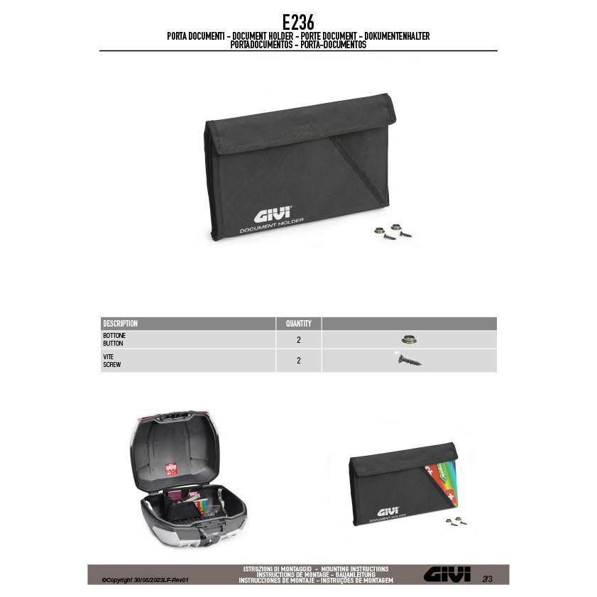 GIVI（ジビ） GIVI E236 インナードキュメントポケット MAXIA5専用｜V58用 ファブリックポケット : GUUBEAT ...