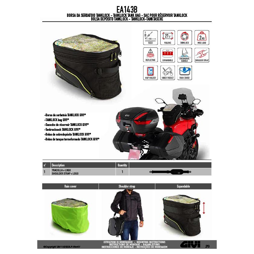 GIVI（ジビ） GIVI EA143B タンクバッグ TANKLOCK対応 21L〜27L可変