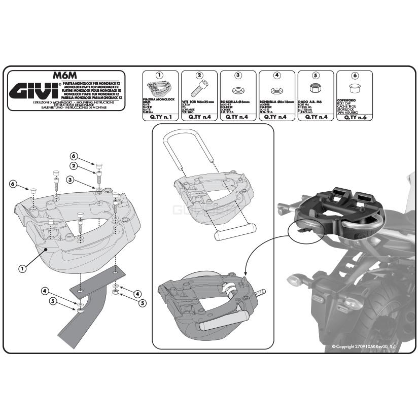 GIVI M6M モノロックケース専用ベースプレート／ジビ｜guubeat-moto｜04
