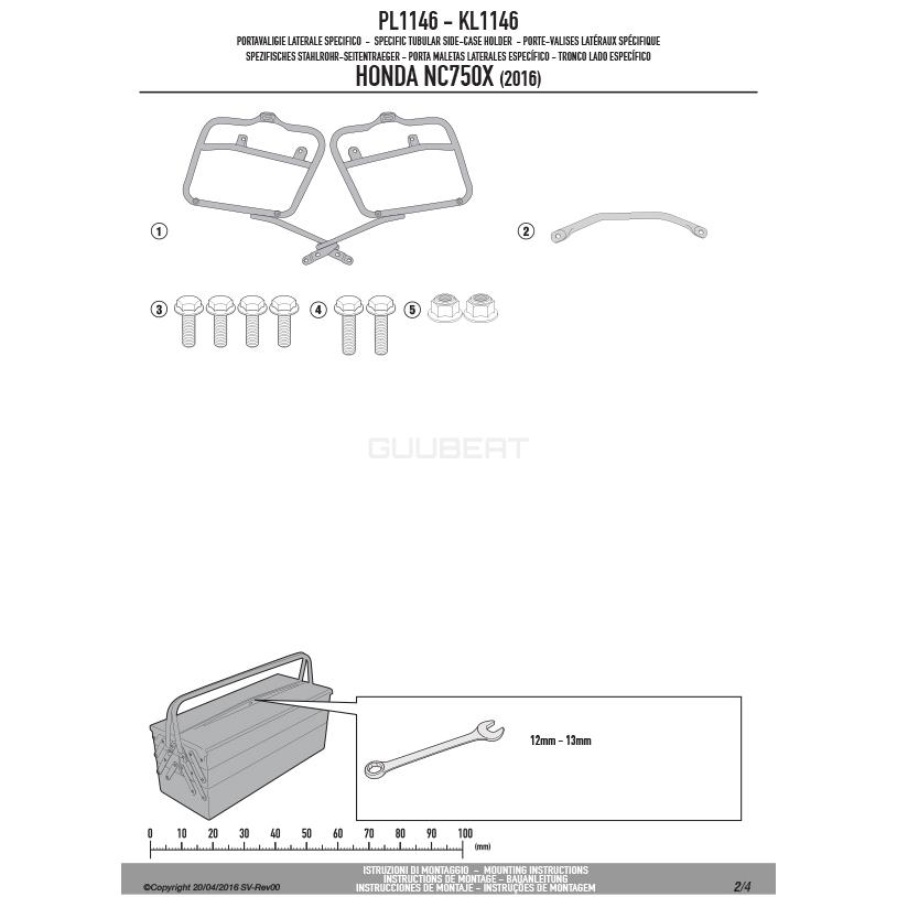 GIVI（ジビ） GIVI PL1146 サイドケースホルダー MONOKEY用（RETRO FIT