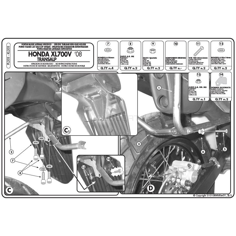 GIVI（ジビ） GIVI PL203 サイドケースホルダー MONOKEY用（DLM36