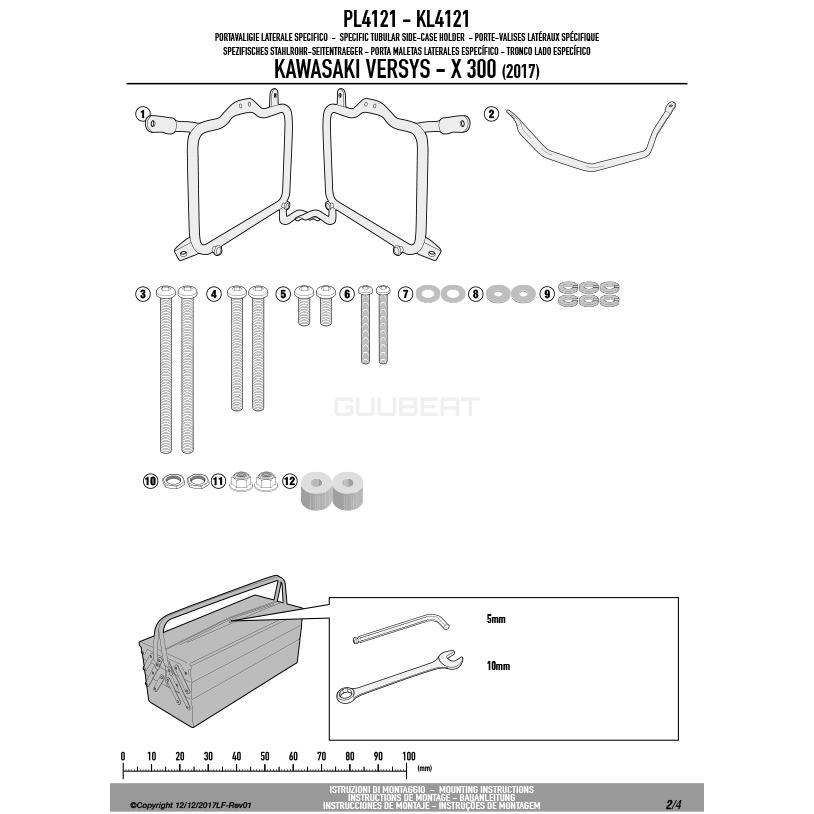 GIVI - 【大売り出し7/1まで】PL4121 サイドケースホルダー MONOKEY用（RETRO FIT相応う／GRT709/720系不可）｜KAWASAKI ヴェルシスX 300 / ヴェルシスX 250 相応う