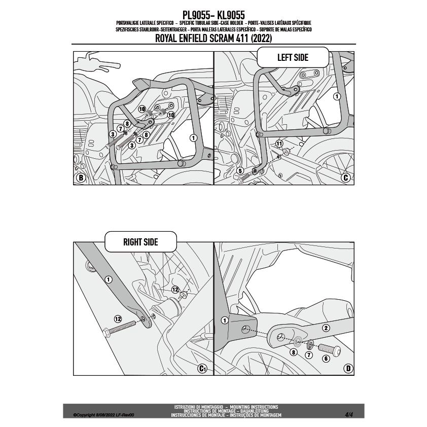 GIVI - 【大売り出し7/1まで】PL9055 サイドケースホルダー MONOKEY用（RETRO FIT相応う／要SR9055）｜ROYAL ENFIELD 消え失せる 411 相応う