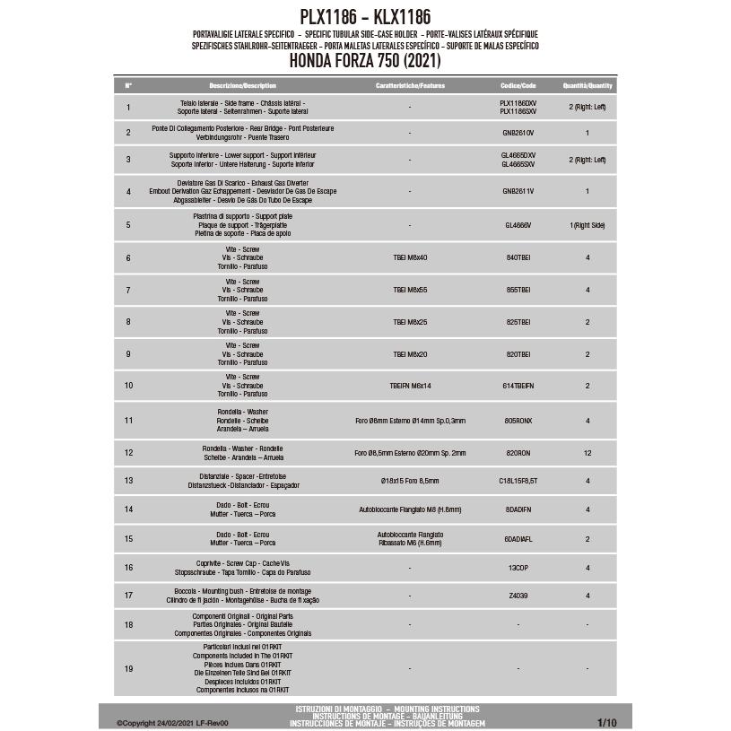 GIVI PLX1186 サイドケースホルダー MONOKEY SIDE（モノキーサイド）V37 / V35用｜HONDA フォルツァ750 対応_1