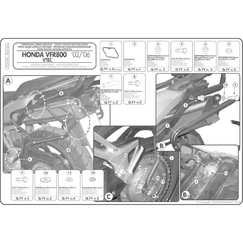GIVI（ジビ） GIVI PLX166 サイドケースホルダー MONOKEY SIDE