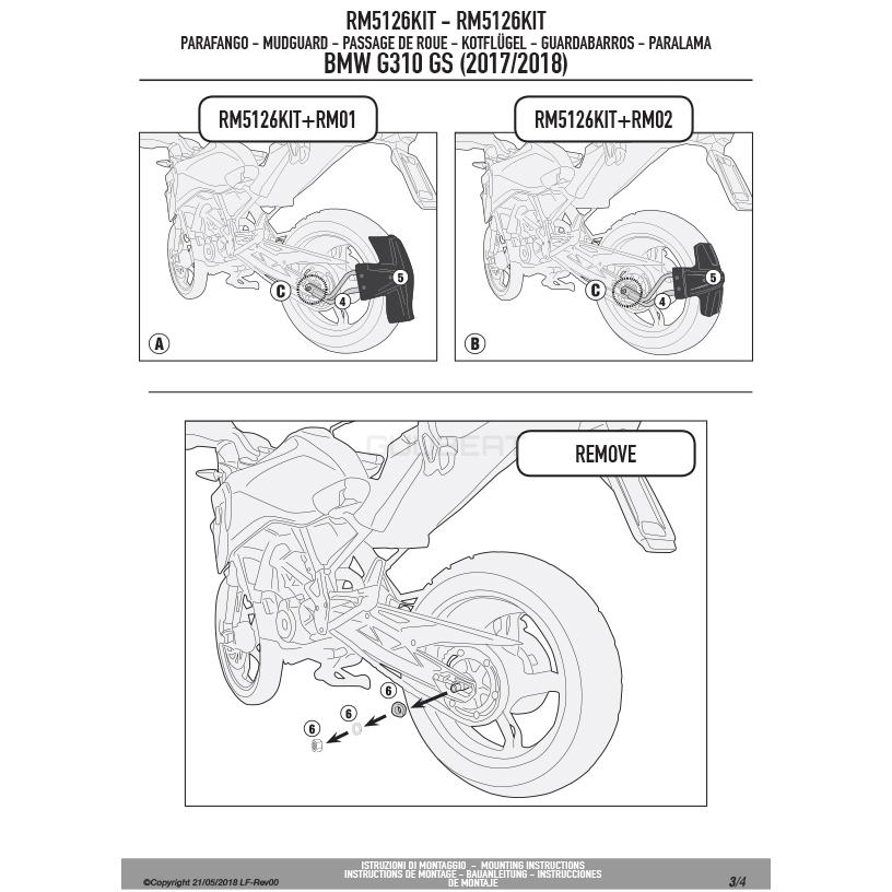 GIVI RM5126KIT スプラッシュガードマウントキット／BMW G 310 GS (17 - 23)専用／ジビ｜guubeat-moto｜06