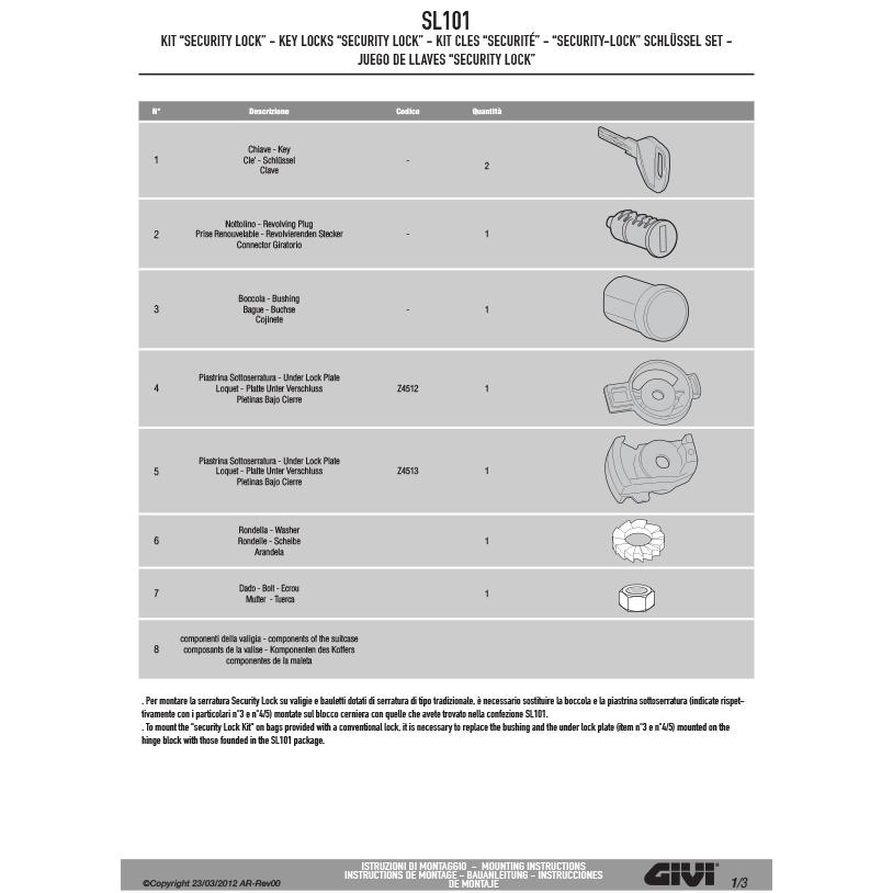 GIVI（ジビ） GIVI SL101 セキュリティーロック キーシリンダー 1