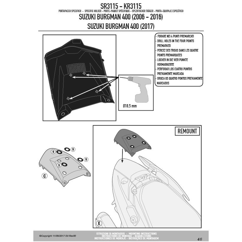 メーカー公式ショップ Givi バッグ ボックス ケース台座 Monolock Monokey Suzuki Burgman 400 K7 K8 K9 L0 L1 L2 L3 L4 L5 L6burgman Fucoa Cl