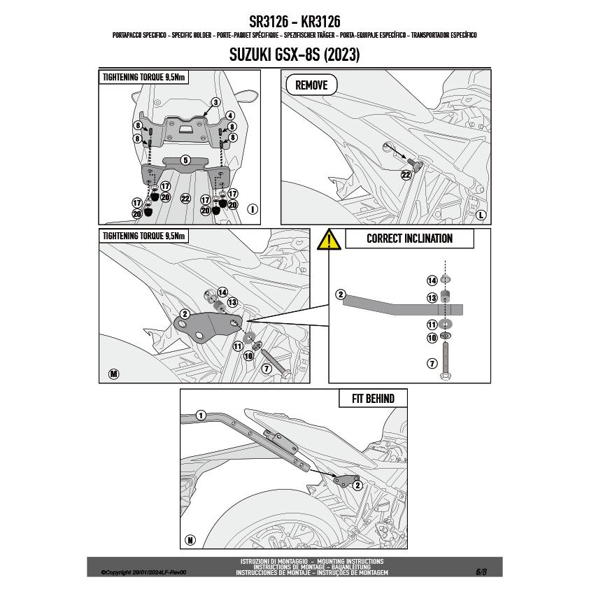 GIVI SR3126 キャリア スペシャルリアラック トップケース用（MONOLOCKベース別売）｜SUZUKI GSX-8R / GSX-8S 対応_13