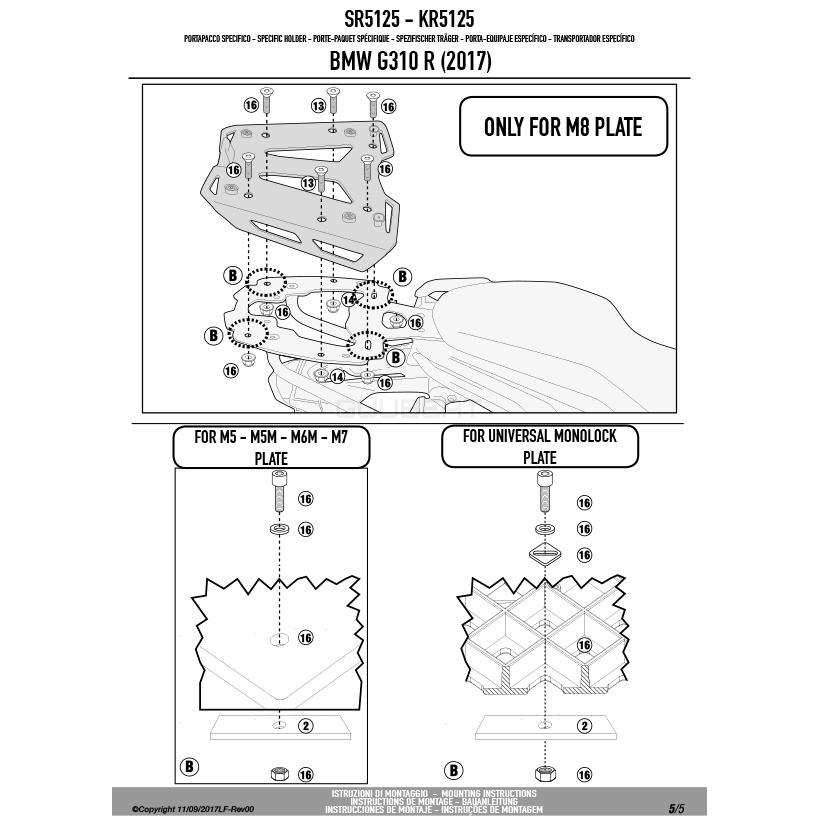 GIVI SR5125 キャリア スペシャルリアラック トップケース用（MONOKEY / MONOLOCKベース別売）｜BMW G 310 R 対応_8