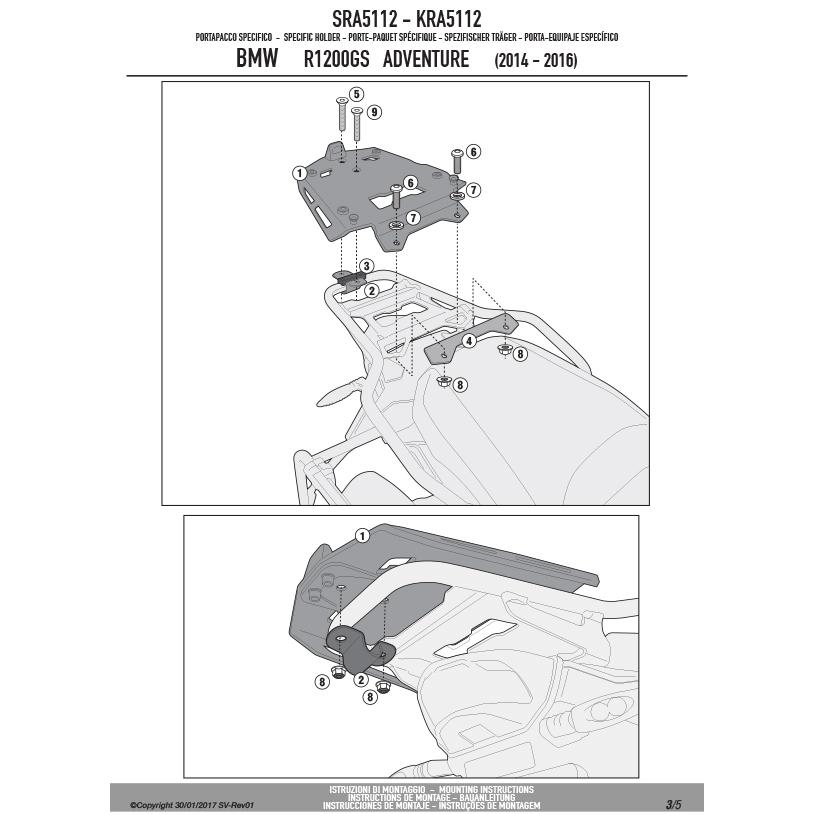 GIVI SRA5112 シルバー アルミベース一体型キャリア モノキー（MONOKEY）トップケース用｜BMW R 1250 GS ADVENTURE / R 1200 GS ADVENTURE 対応_6