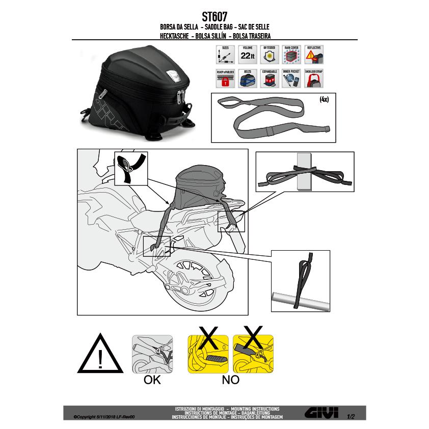 GIVI（ジビ） GIVI ST607+ シートバッグ 22L-26L可変容量 : GUUBEAT