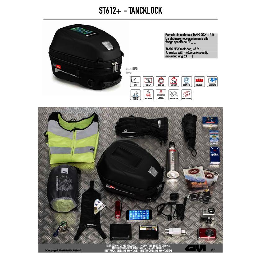 GIVI（ジビ） GIVI ST612+ タンクバッグ TANKLOCK対応 12?15L可変 防水