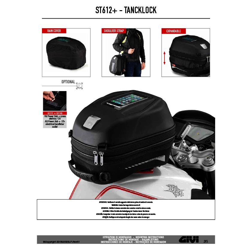 GIVI（ジビ） GIVI ST612+ タンクバッグ TANKLOCK対応 12〜15L可変