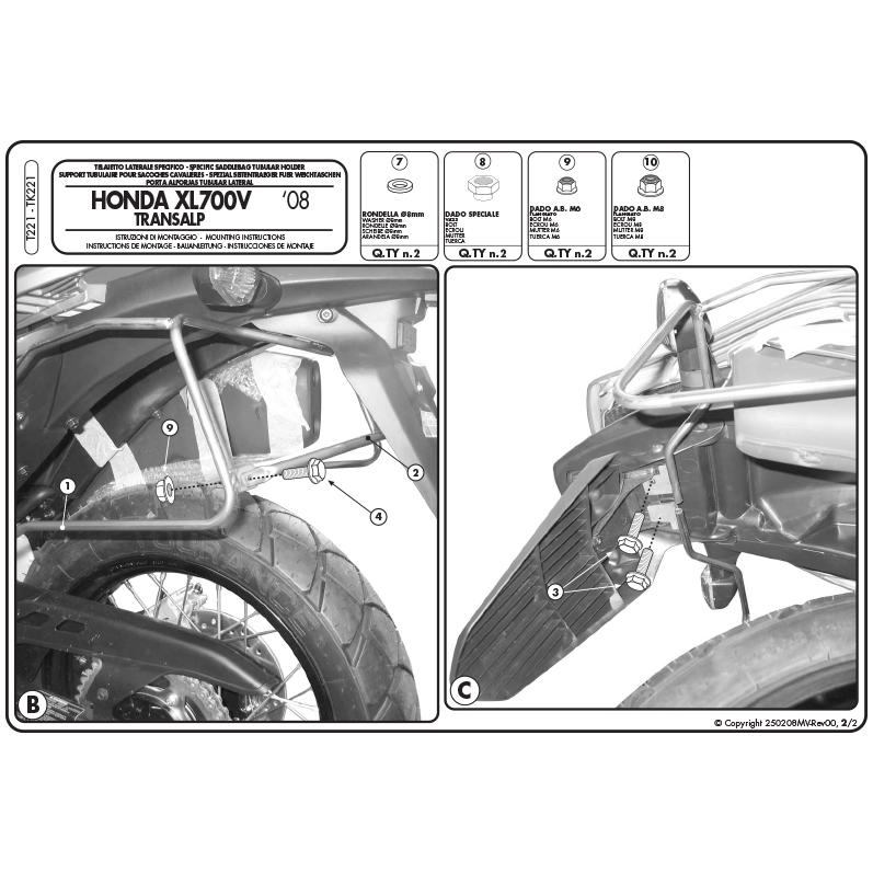 【05/03当店在庫あり】GIVI T221 サイドバッグホルダー サイドバッグ固定用アクセサリ｜HONDA XL700V トランザルプ 対応_2