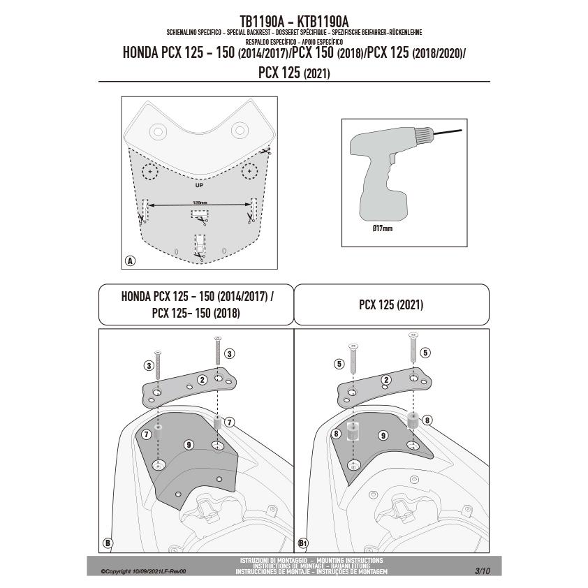 GIVI TB1190A バックレスト パッセンジャー用 クッション 背もたれ｜HONDA PCX160 / PCX150 / PCX125 対応_6