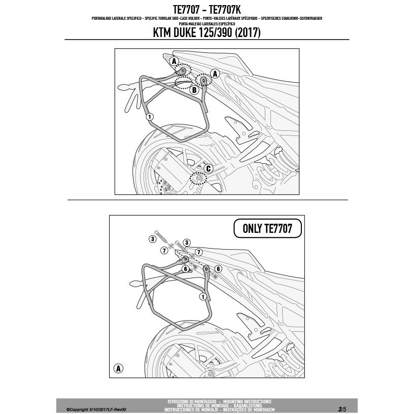 【5/22当店在庫品】GIVI TE7707 サイドバッグホルダー EASYLOCKサイドバッグ ST609 用／KTM DUKE 125-390 (17 - 23)専用／ジビ｜guubeat-moto｜06