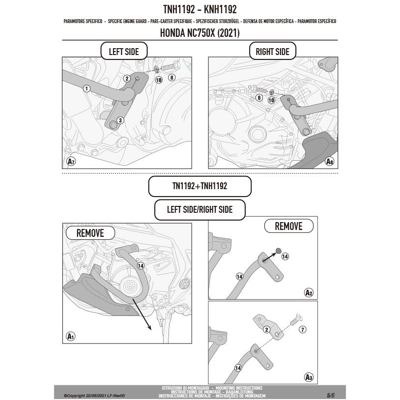 GIVI TNH1192 スチール製エンジンガード 上部ラジエター保護用 25mmパイプ仕様 ブラック｜HONDA NC750X 対応_12