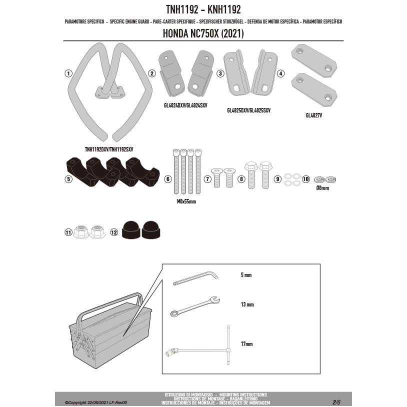 GIVI TNH1192 スチール製エンジンガード 上部ラジエター保護用 25mmパイプ仕様 ブラック｜HONDA NC750X 対応_9