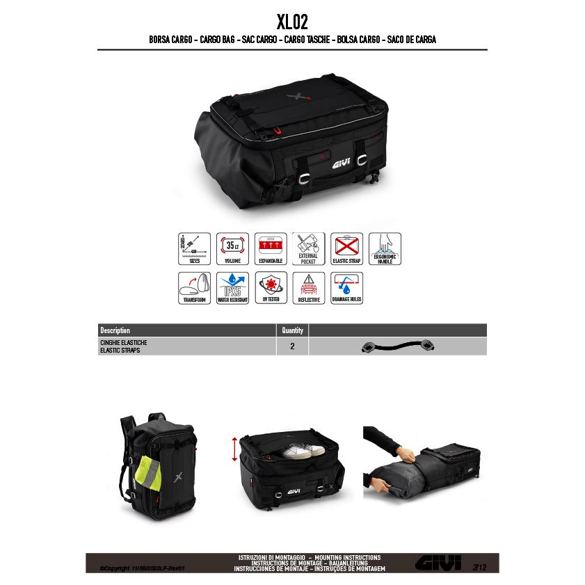 GIVI 【セール!4/30 23:59まで】GIVI XL02B 防水カーゴバッグ GIVI 【セール!4/30 23:59まで】GIVI XL02B 防水カーゴバッグ