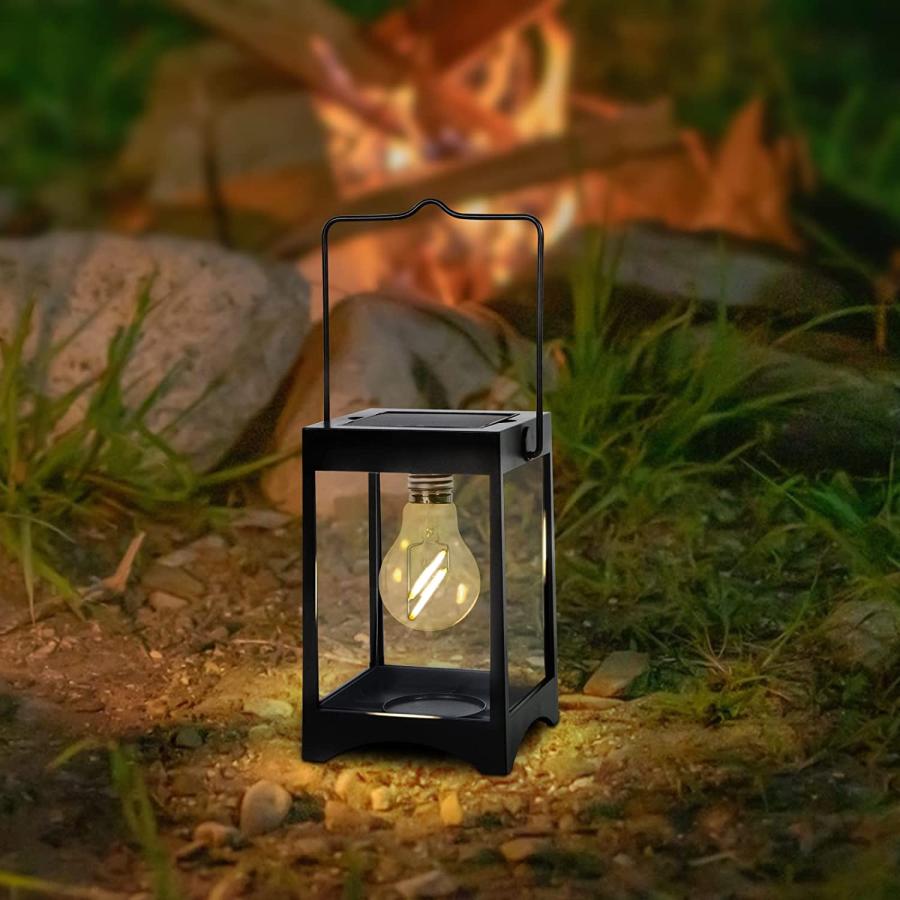 GWSOLAR LEDフィラメント電球式 ソーラーランタン 2個組セット