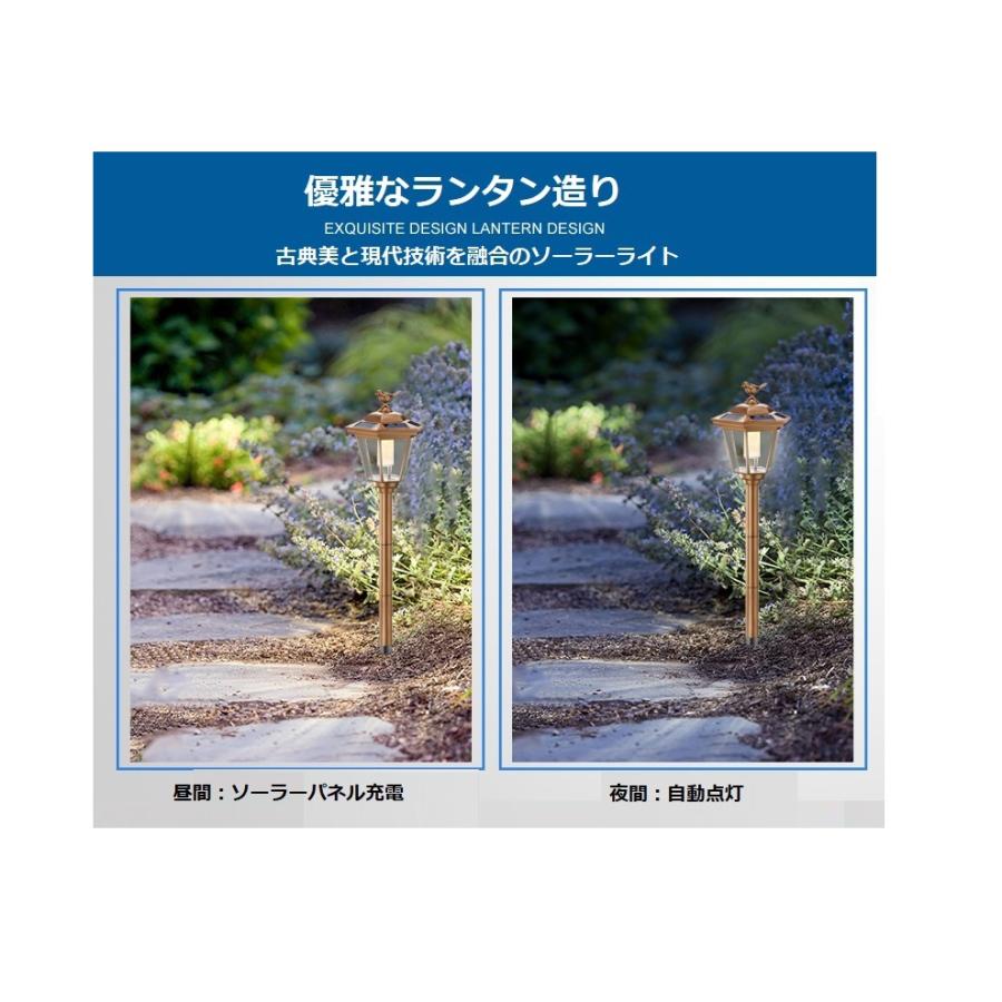 GWSOLAR【ソーラーガーデンライト2個組 小鳥模様 ランタン型 】翌朝