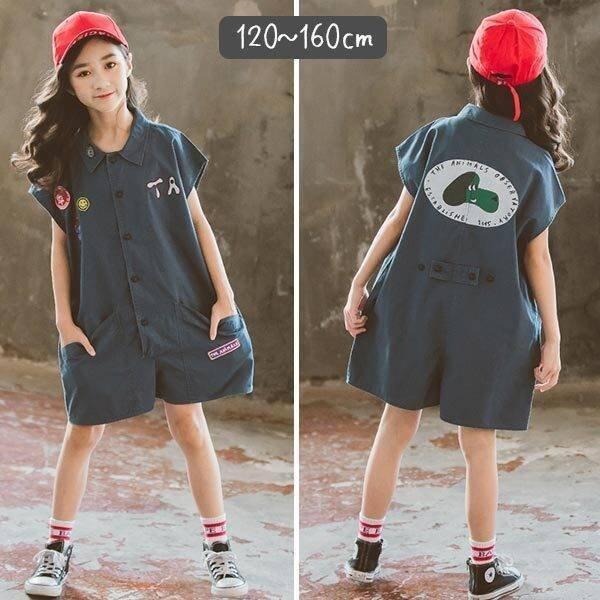 【大特価】キッズ 女の子 オールインワン ドルマンスリーブ オーバーオール ショートパンツ ロンパース つなぎ ノースリーブ 半袖 120 130 140 | 