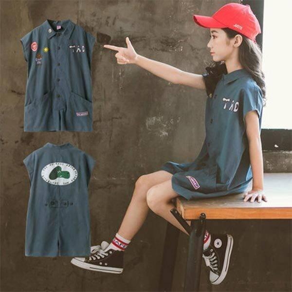 【大特価】キッズ 女の子 オールインワン ドルマンスリーブ オーバーオール ショートパンツ ロンパース つなぎ ノースリーブ 半袖 120 130 140 |  | 01