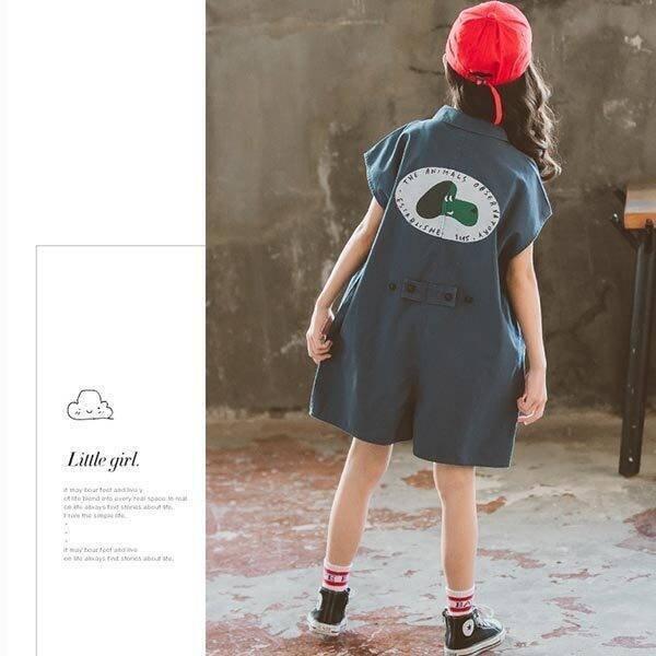 【大特価】キッズ 女の子 オールインワン ドルマンスリーブ オーバーオール ショートパンツ ロンパース つなぎ ノースリーブ 半袖 120 130 140 |  | 03