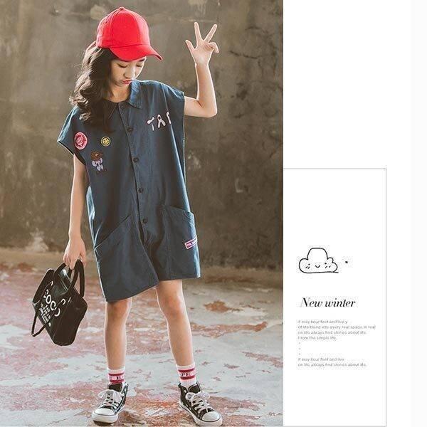 【大特価】キッズ 女の子 オールインワン ドルマンスリーブ オーバーオール ショートパンツ ロンパース つなぎ ノースリーブ 半袖 120 130 140 |  | 05