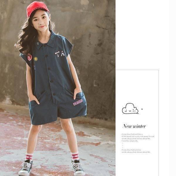 【大特価】キッズ 女の子 オールインワン ドルマンスリーブ オーバーオール ショートパンツ ロンパース つなぎ ノースリーブ 半袖 120 130 140 |  | 08