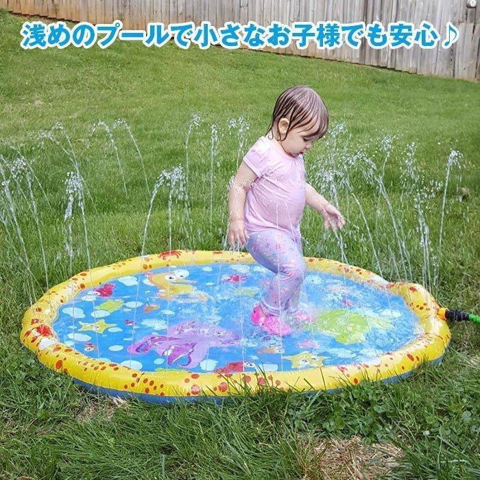 噴水マット 100cm 水遊び おもちゃ ビニールプール ウォーター プレイマット 噴水プール 大きい 子供用 芝生遊び 庭 プールマット｜gyan-st｜04