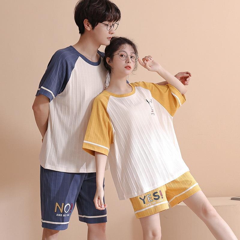 パジャマ カップル ペアルック カップル お揃い 服 夏 ペアパジャマ カップル シルク パジャマ半袖 カップル お揃い プレゼント｜gyan-st｜05