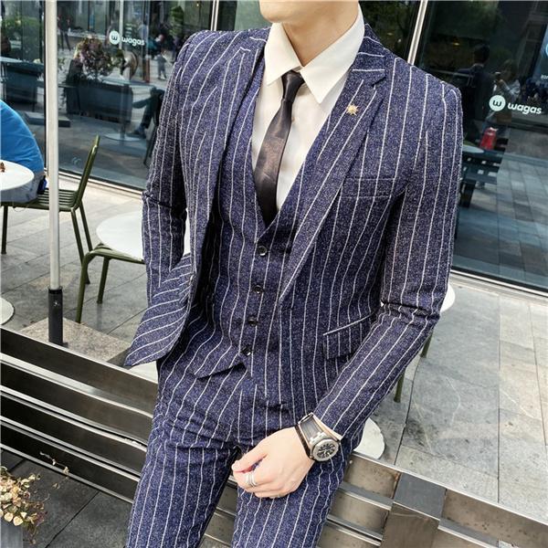 スリーピーススーツ メンズ スーツ 紳士服 ボーダー柄 スーツ スリーピーススーツ メンズ スーツ 紳士服 ボーダー柄 スーツ