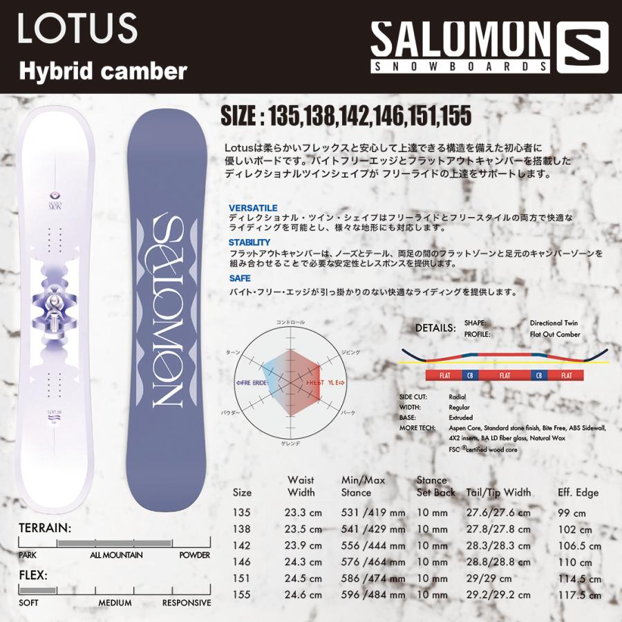 SALOMON LOTUS スノーボード 138 フラットキャンバー SALOMON