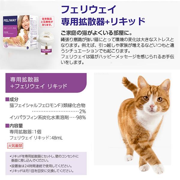 【4個セット】専用拡散器1個＋フェリウェイリキッド48ml 猫用 フェロモン QOL改善 自宅 愛猫 外出 通院 フェリウェイ FELIWAY セバ・ジャパン｜gyomudrug｜02