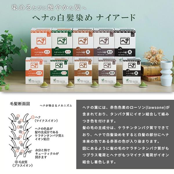 naiad ヘナ＋木藍 No.5 黒 100g 白髪染め ボリューム ふんわり