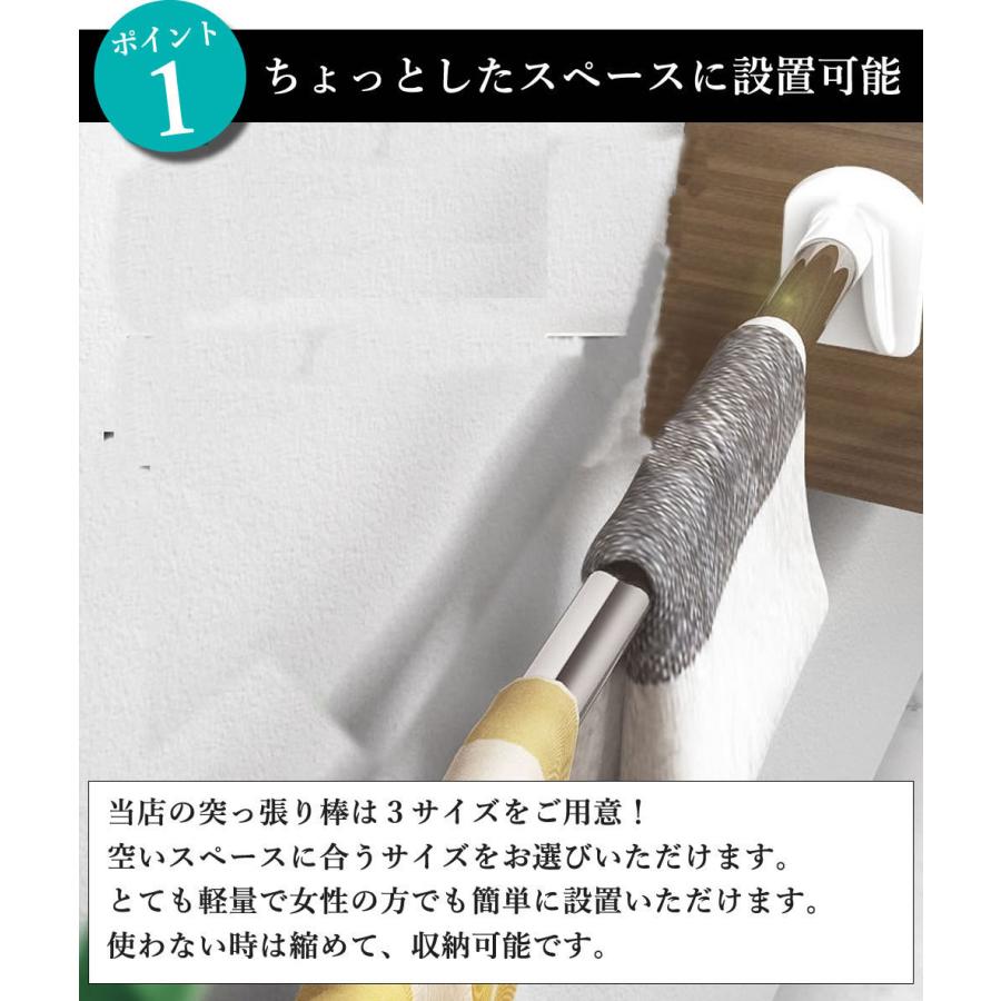 突っ張り棒 2本セット 90-160cm ステンレス製 棚 コンパクト 丈夫 頑丈