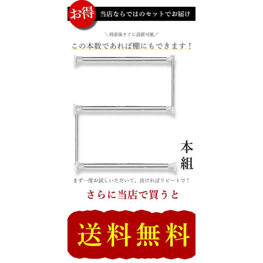 突っ張り棒 2本セット 90-160cm ステンレス製 棚 コンパクト 丈夫 頑丈