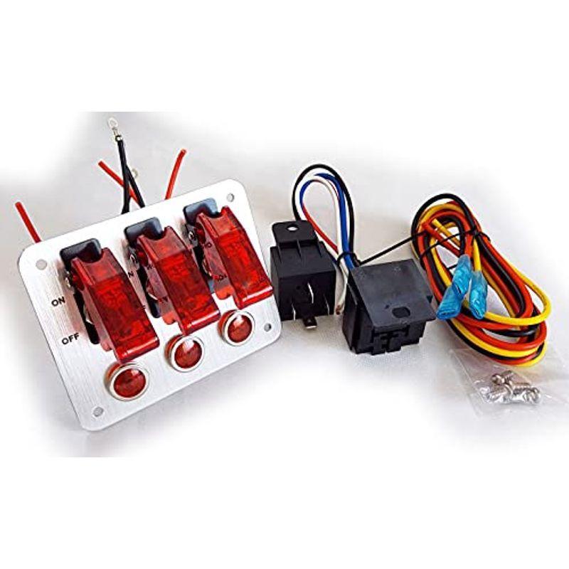 自動車 マリン ボート 漁船 トグルスイッチパネル 赤色 12v 30a マリンユニバーサル アルミ 3 Led 車トラックボートトレーラー