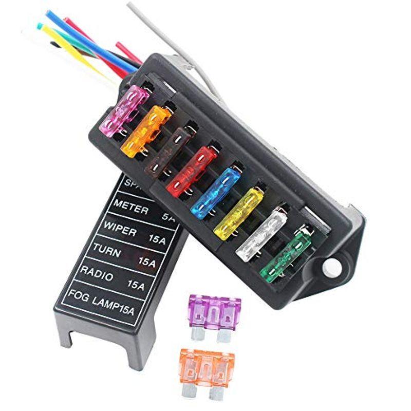 Kiligen ユニバーサル車のトラック車両8ウェイライン車中型ブレードヒューズボックスブロックホルダー黒10個ブレードヒューズ 3a お買得