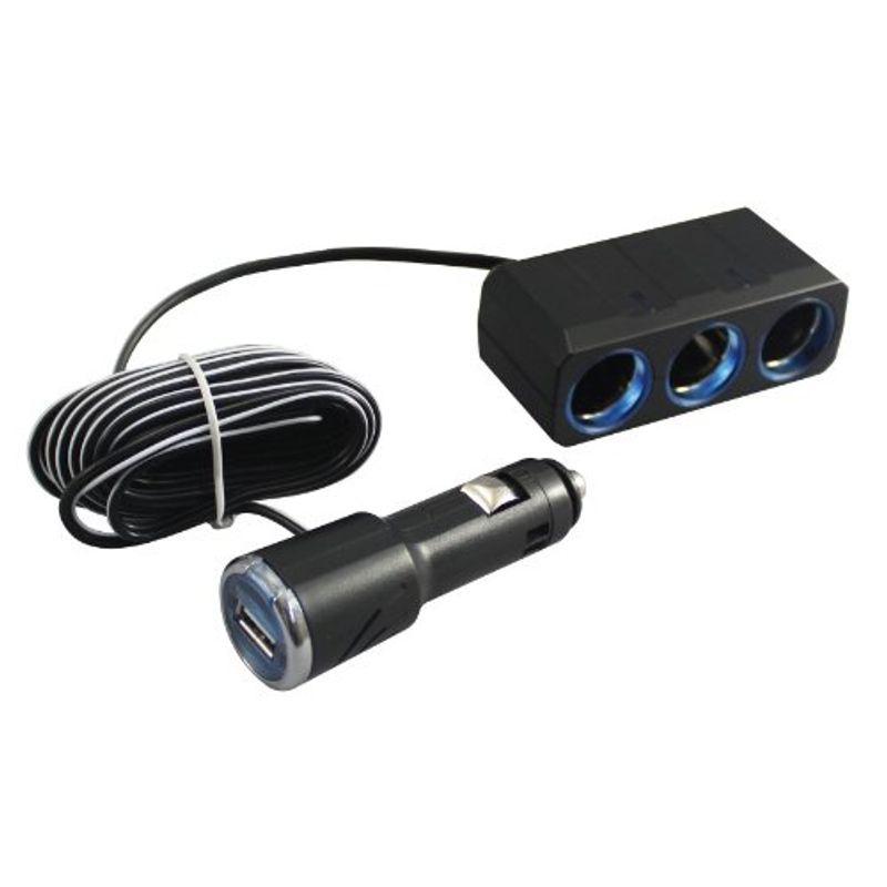 槌屋ヤック 車用 ソケット分配器 3連リングライトソケット Usbポートプラグ 3m Pz 621 ついに再販開始