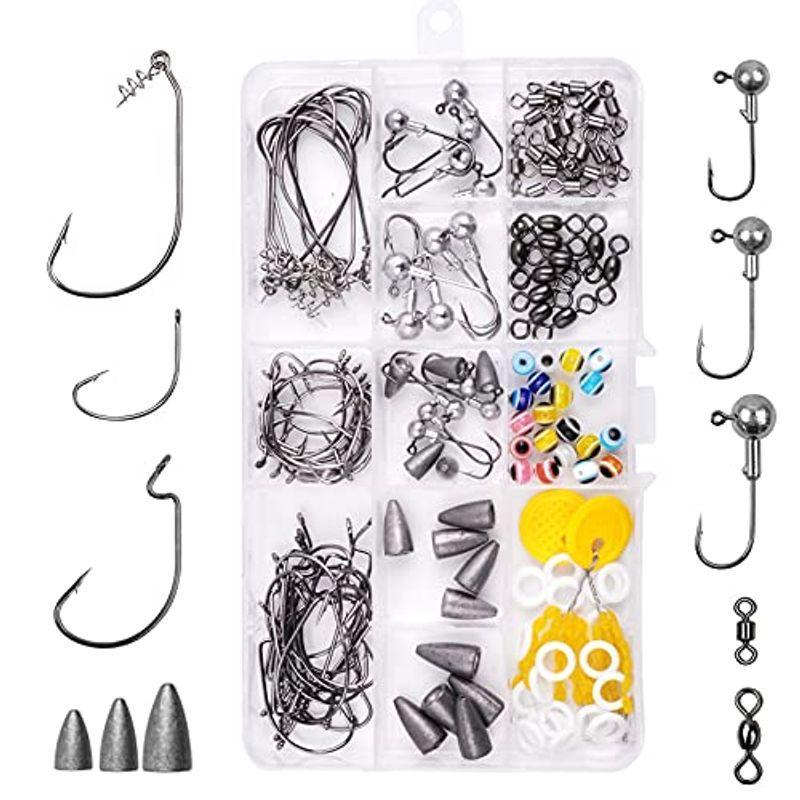 定期入れの オフセットフック ジグヘッド セット 2点 釣り道具 リグ自作 バス釣り Silanon ツイストロック付き シンカー マス針 釣り針 オモリ Www We Job Com