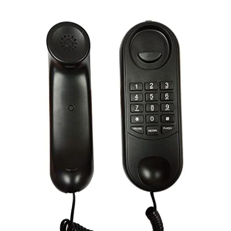 壁掛け電話機, SUNSTEK コイルコードと延長線コードを備えたシンプルな電話, 黒い