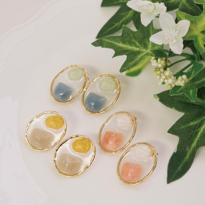アクリルストーン レジンピアス イヤリング 軽量 軽い デイリー 華やか