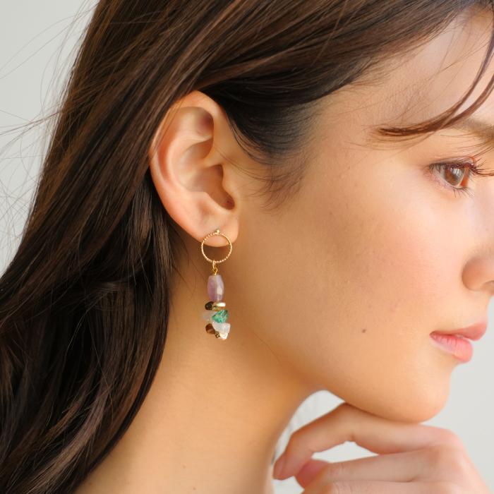 アクリルビーズ ビジューピアス イヤリング 軽量 軽い デイリー 華やか