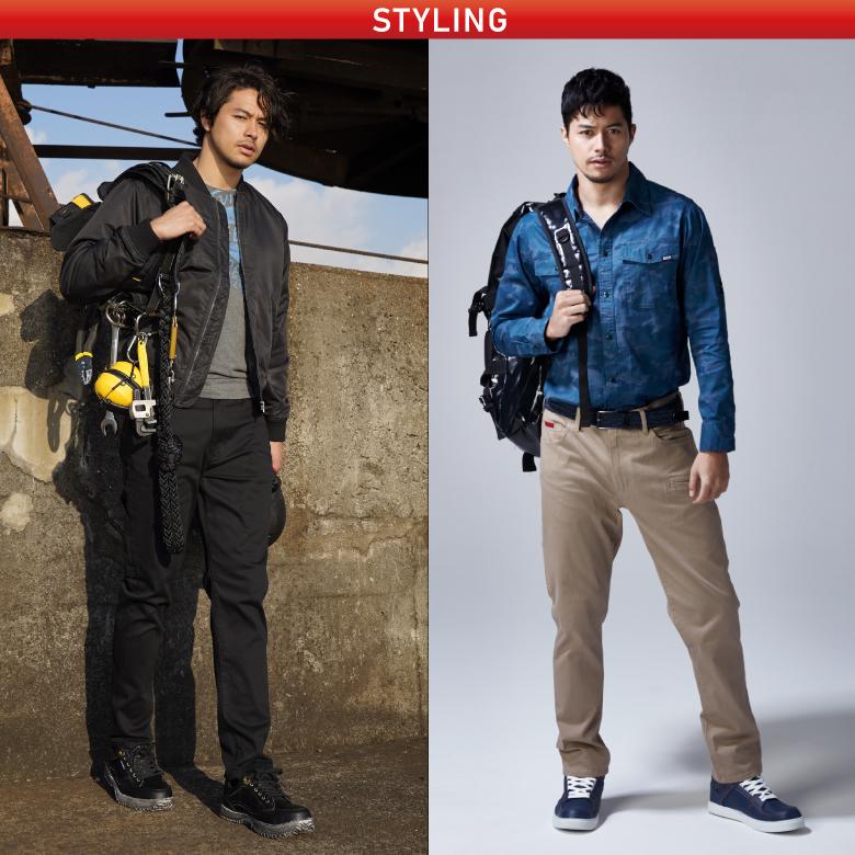 モチヅキ タモツさん専用 作業服 アサヒチョウ Asahicho ワンタックパンツ 834 反射プリント付き